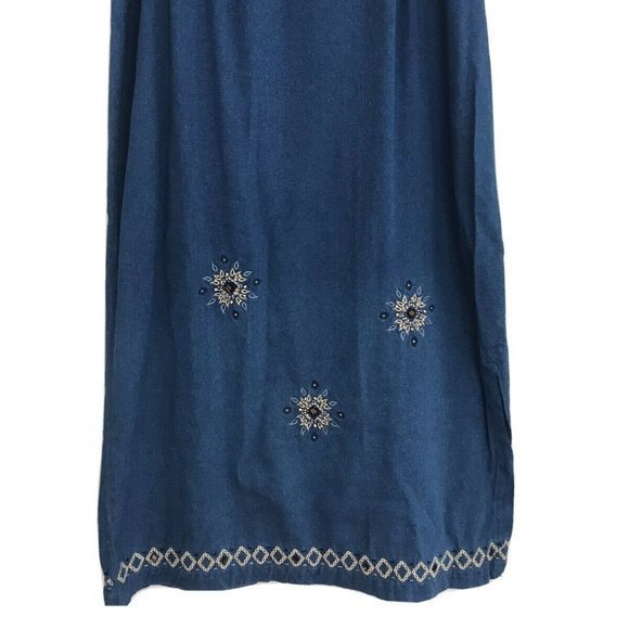 Koret City Blues Modest Long Skirt 16 Straight Beaded Embroidered Elastic Waist - Picture 1 of 4